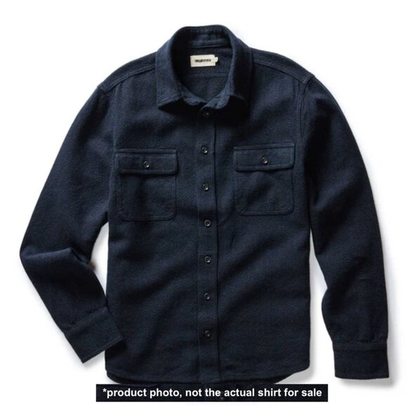 Taylor Stitch - The Ledge Shirt in Dark Navy Linen Tweed - 42/Large - Picture 1 of 10